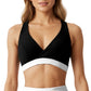 V-Neck Cross Front Colorblock Sports Bra with Wide Straps and Supportive Elastic Band