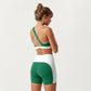 V-Neck Cross Front Colorblock Sports Bra with Wide Straps and Supportive Elastic Band