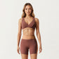 V-Neck Cross Front Colorblock Sports Bra with Wide Straps and Supportive Elastic Band
