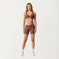 V-Neck Cross Front Colorblock Sports Bra with Wide Straps and Supportive Elastic Band