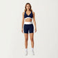 V-Neck Cross Front Colorblock Sports Bra with Wide Straps and Supportive Elastic Band