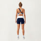 V-Neck Cross Front Colorblock Sports Bra with Wide Straps and Supportive Elastic Band
