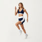 V-Neck Cross Front Colorblock Sports Bra with Wide Straps and Supportive Elastic Band