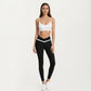 Crossover Waist Colorblock Full Length Leggings with Stretch Fit Fabric and Contoured Silhouette