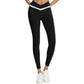 Crossover Waist Colorblock Full Length Leggings with Stretch Fit Fabric and Contoured Silhouette