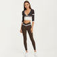 Crossover Waist Colorblock Full Length Leggings with Stretch Fit Fabric and Contoured Silhouette