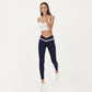 Crossover Waist Colorblock Full Length Leggings with Stretch Fit Fabric and Contoured Silhouette