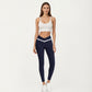 Crossover Waist Colorblock Full Length Leggings with Stretch Fit Fabric and Contoured Silhouette