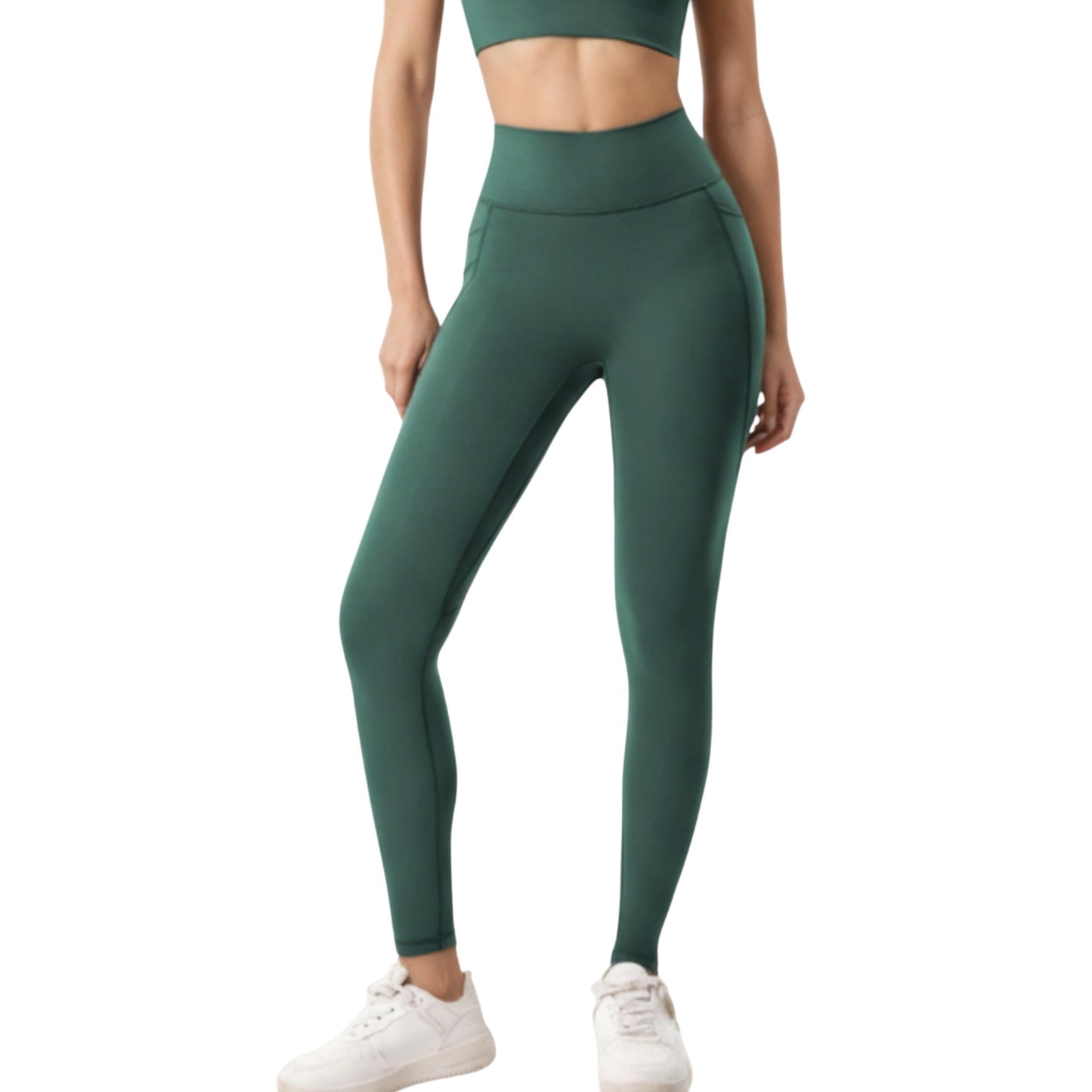 High Waist Full Length Leggings with Smooth Stretch Fabric and Contoured Fit