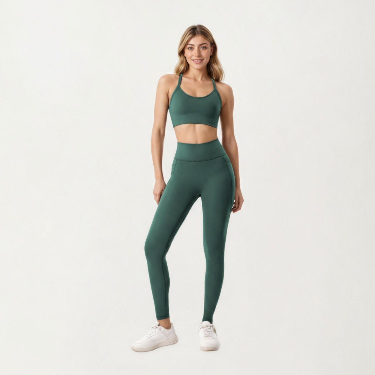 High Waist Full Length Leggings with Smooth Stretch Fabric and Contoured Fit