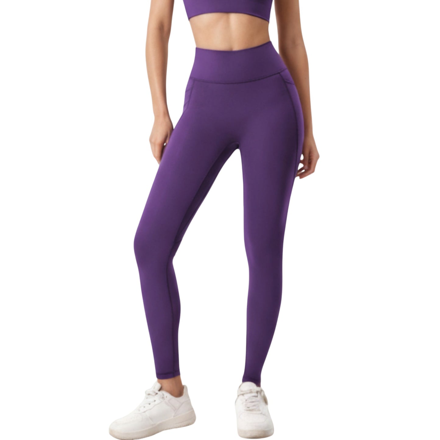High Waist Full Length Leggings with Smooth Stretch Fabric and Contoured Fit
