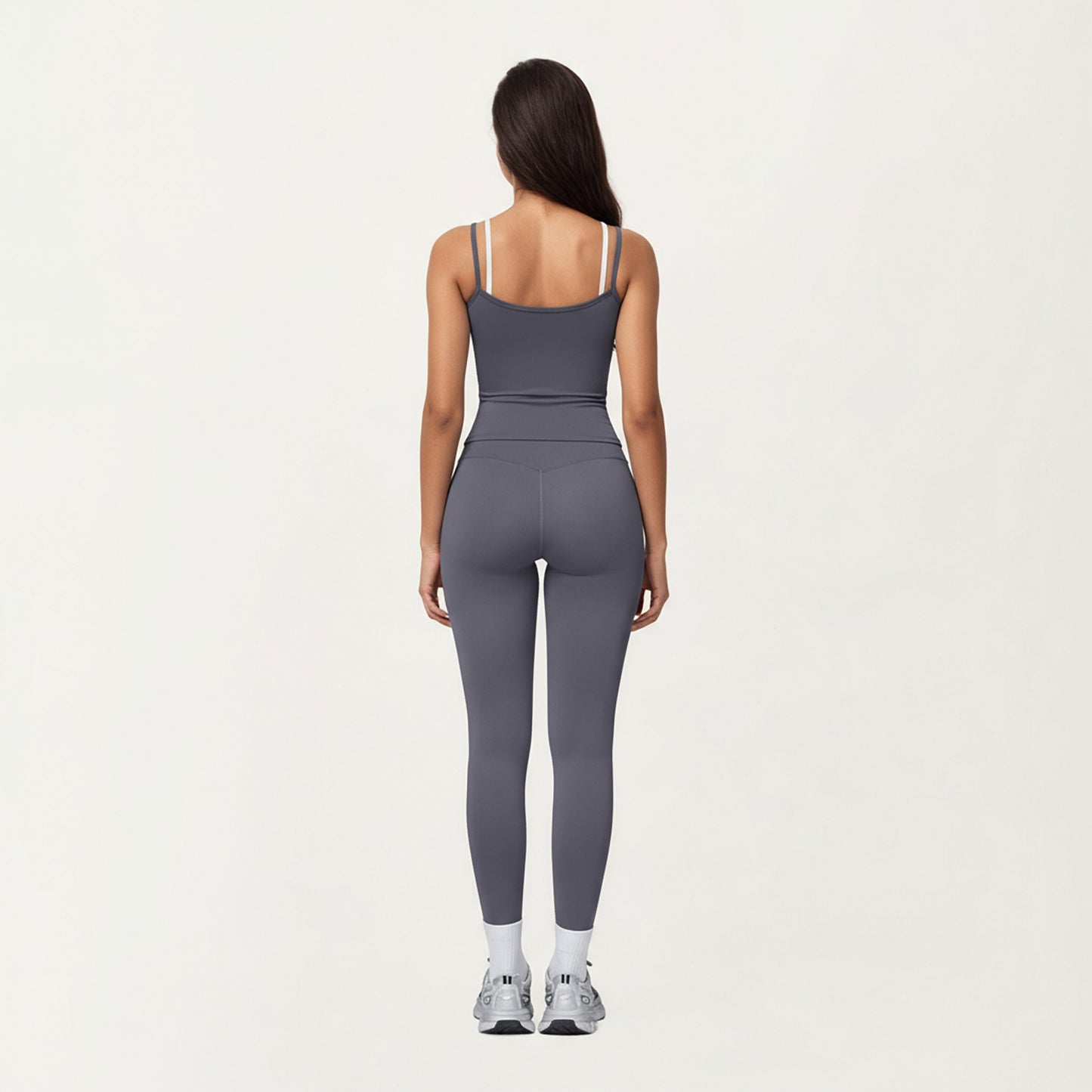 Double Strap Fitted Active Tank Top with Built-In Shelf Bra