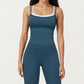 Double Strap Fitted Active Tank Top with Built-In Shelf Bra
