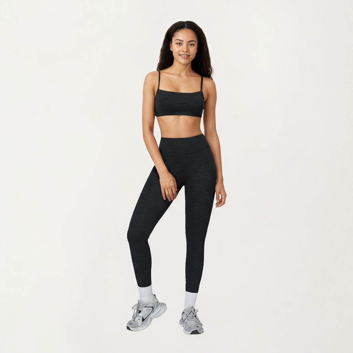 Seamless Rib Knit Bralette Top with Adjustable Spaghetti Straps