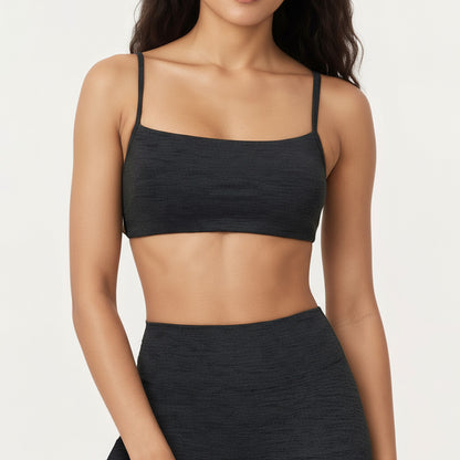 Seamless Rib Knit Bralette Top with Adjustable Spaghetti Straps