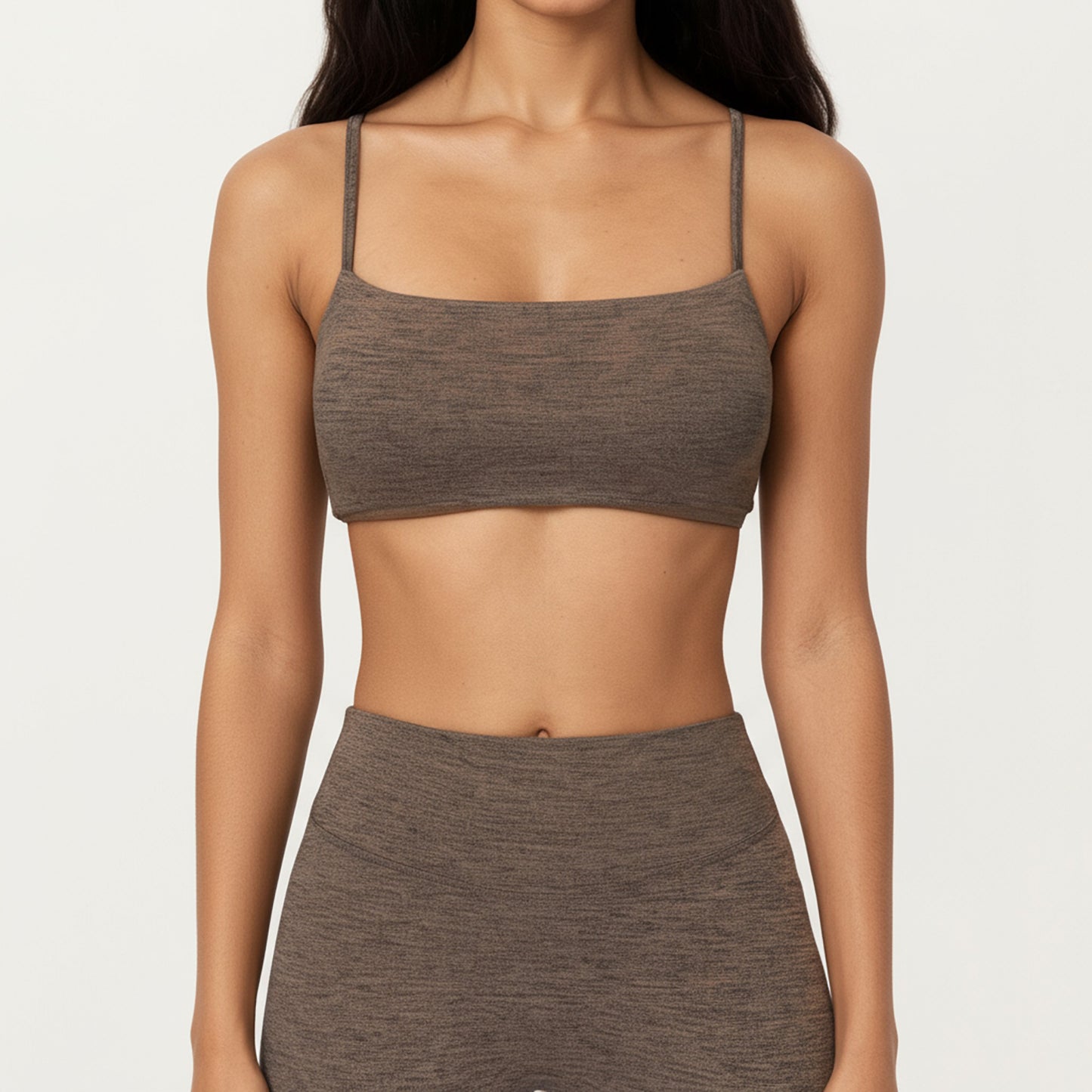 Seamless Rib Knit Bralette Top with Adjustable Spaghetti Straps
