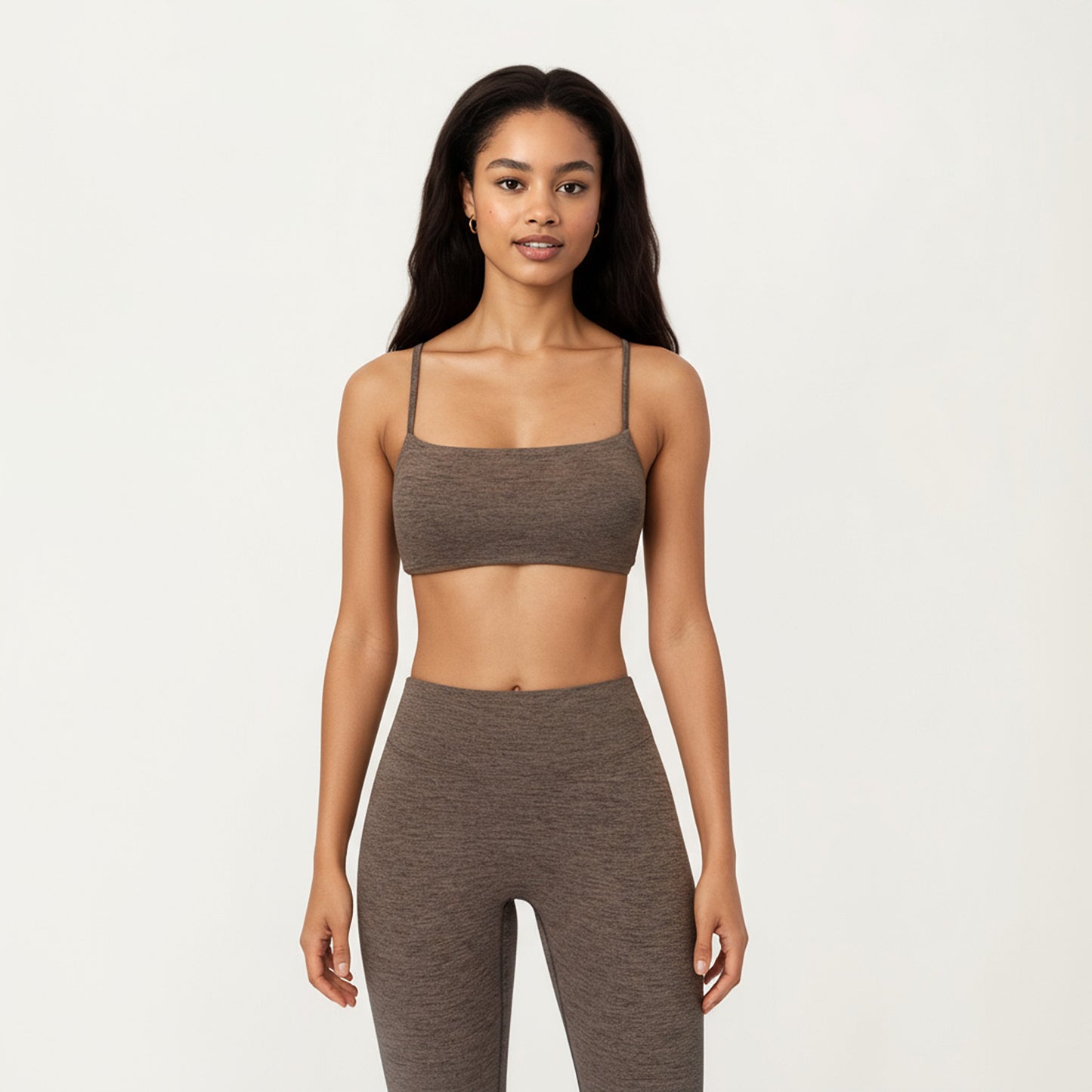 Seamless Rib Knit Bralette Top with Adjustable Spaghetti Straps