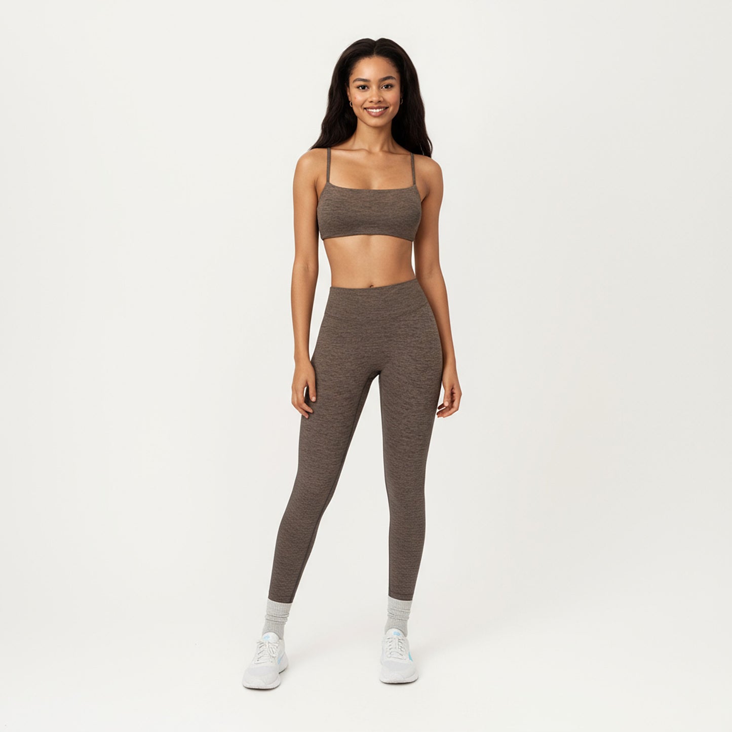 Seamless Rib Knit Bralette Top with Adjustable Spaghetti Straps