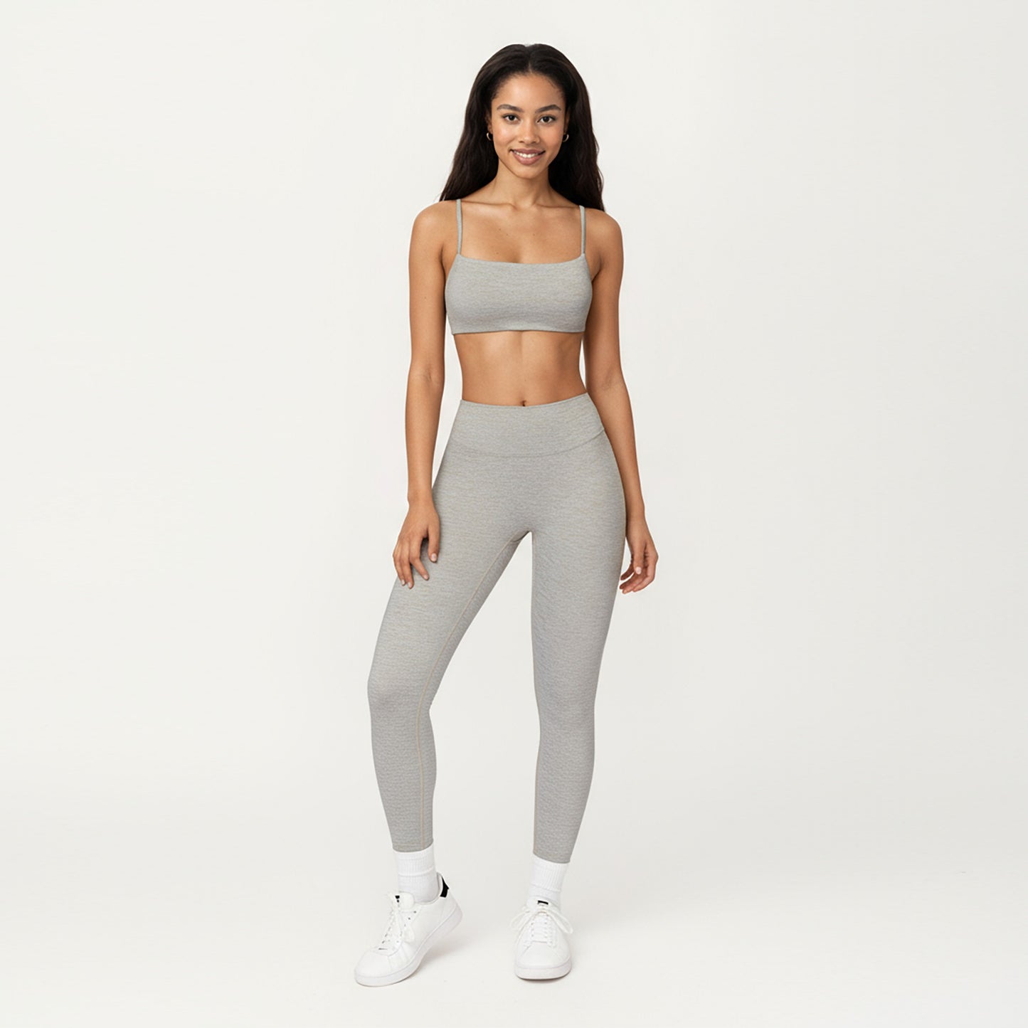 Seamless Rib Knit Bralette Top with Adjustable Spaghetti Straps