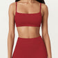 Seamless Rib Knit Bralette Top with Adjustable Spaghetti Straps