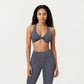 Twist Front Halter Sports Bra Top with Supportive Wide Straps