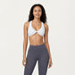 Twist Front Halter Sports Bra Top with Supportive Wide Straps