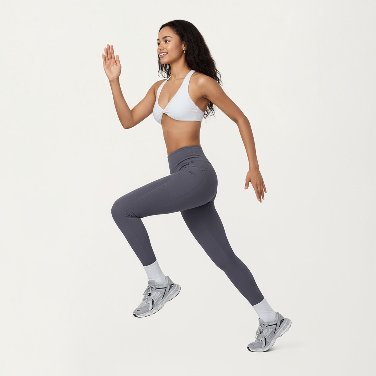 Twist Front Halter Sports Bra Top with Supportive Wide Straps
