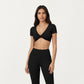 Short Sleeve Twist Front V-Neck Crop Active Top