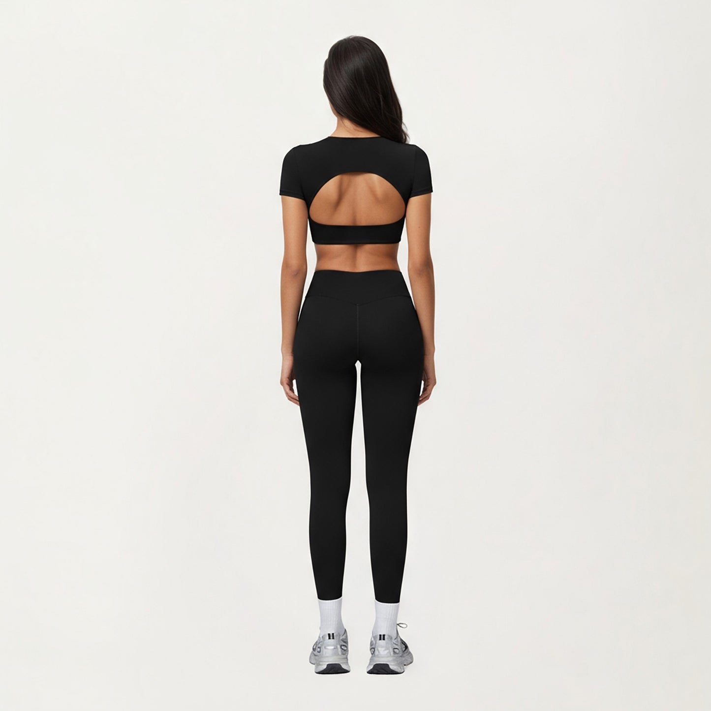 Short Sleeve Twist Front V-Neck Crop Active Top