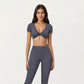 Short Sleeve Twist Front V-Neck Crop Active Top