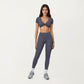 Short Sleeve Twist Front V-Neck Crop Active Top