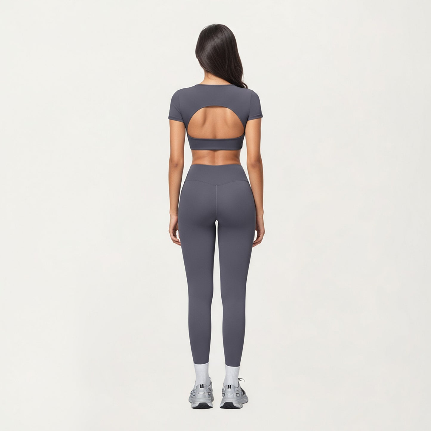Short Sleeve Twist Front V-Neck Crop Active Top