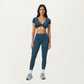 Short Sleeve Twist Front V-Neck Crop Active Top