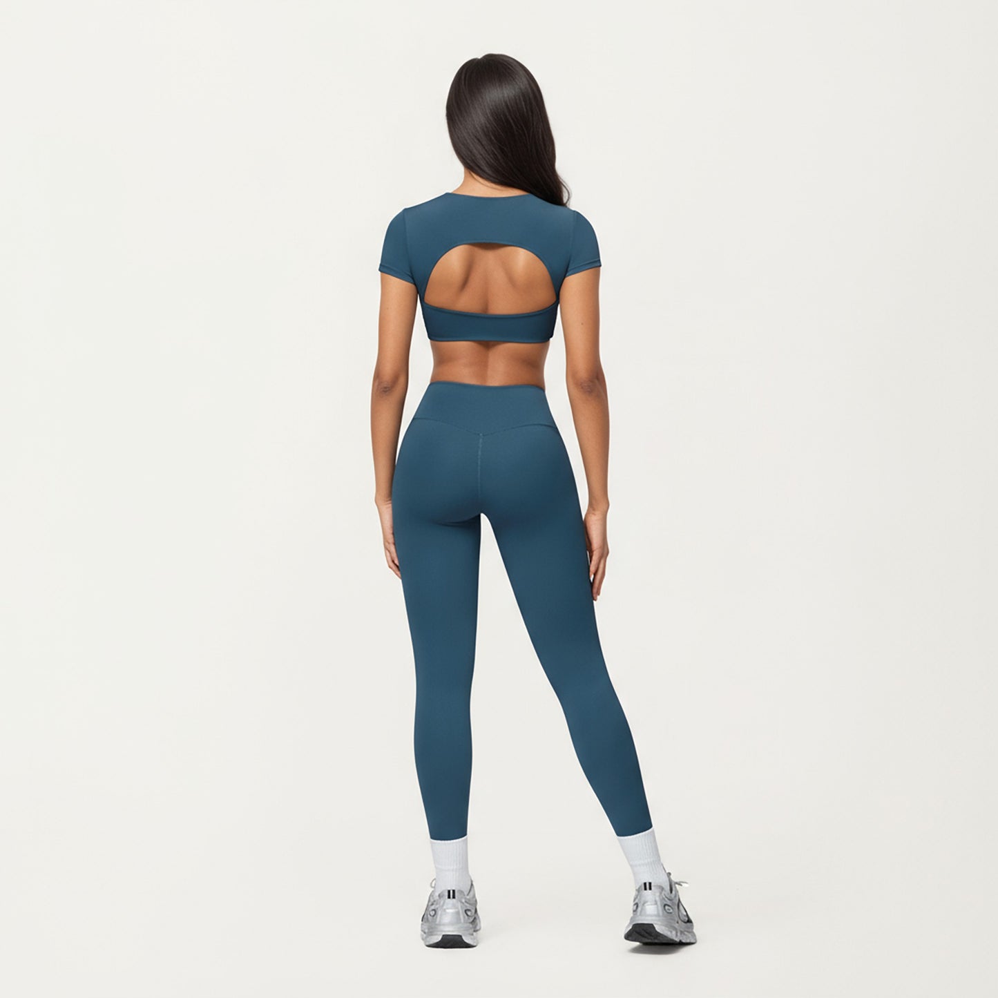 Short Sleeve Twist Front V-Neck Crop Active Top