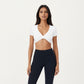 Short Sleeve Twist Front V-Neck Crop Active Top