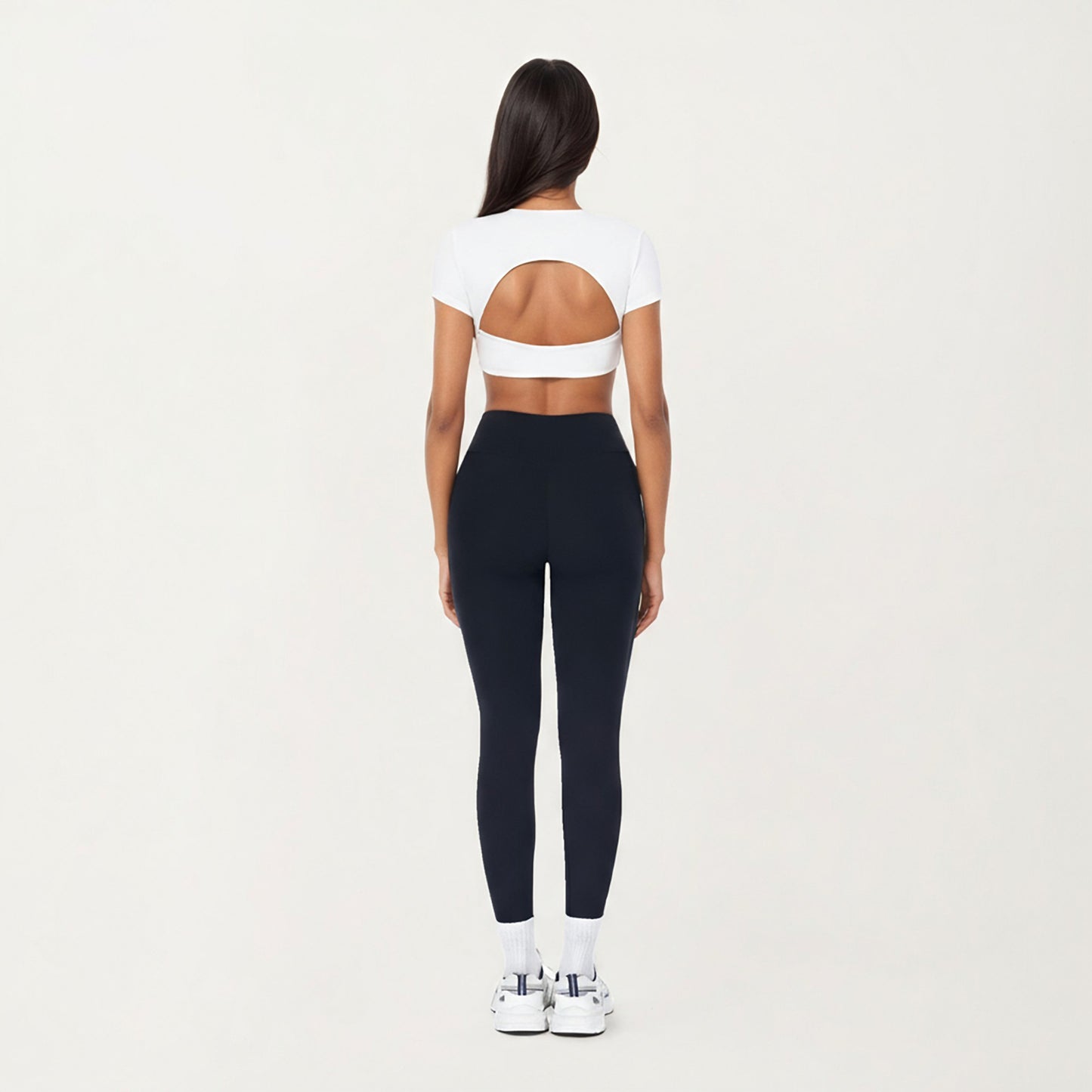 Short Sleeve Twist Front V-Neck Crop Active Top