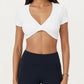 Short Sleeve Twist Front V-Neck Crop Active Top