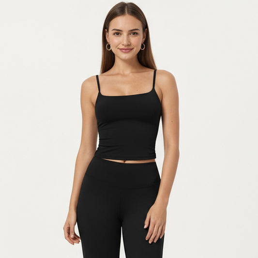 Fitted Spaghetti Strap Square Neck Stretch Camisole Top