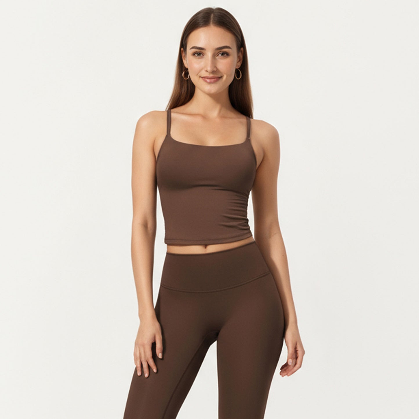 Fitted Spaghetti Strap Square Neck Stretch Camisole Top