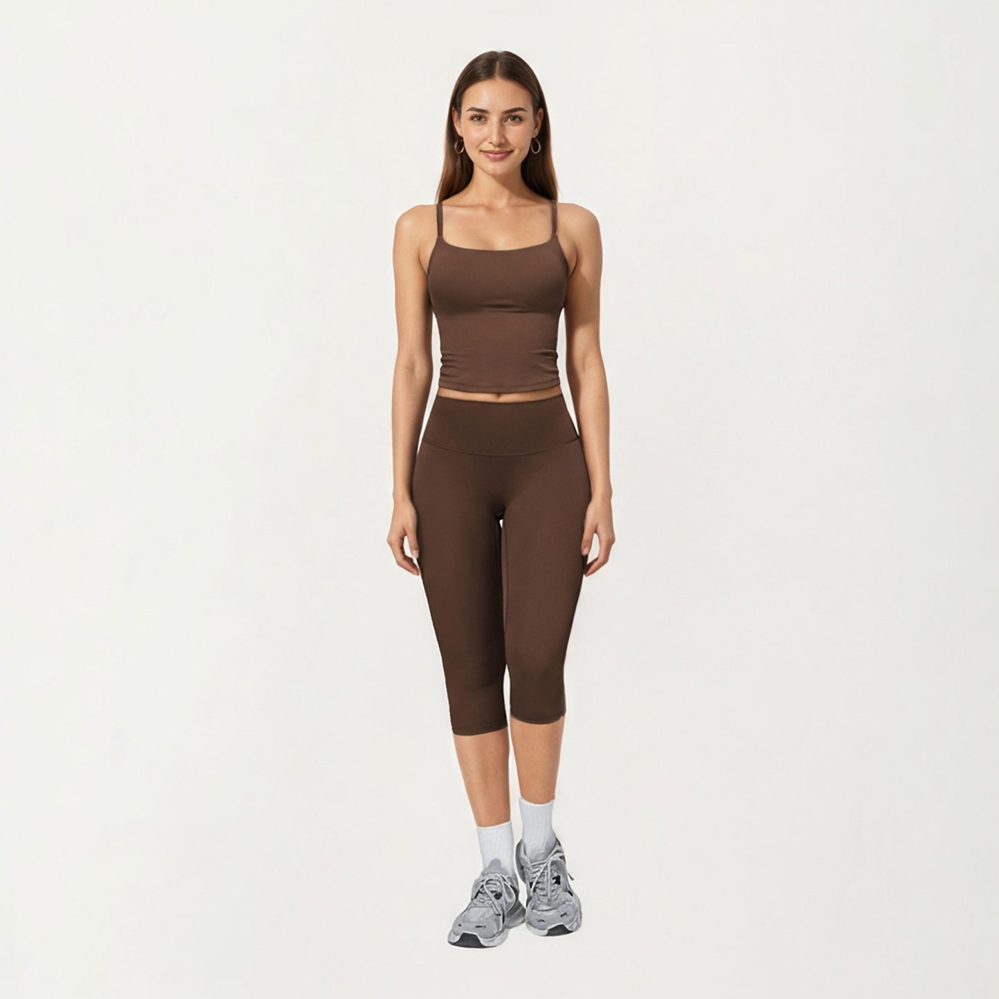 Fitted Spaghetti Strap Square Neck Stretch Camisole Top