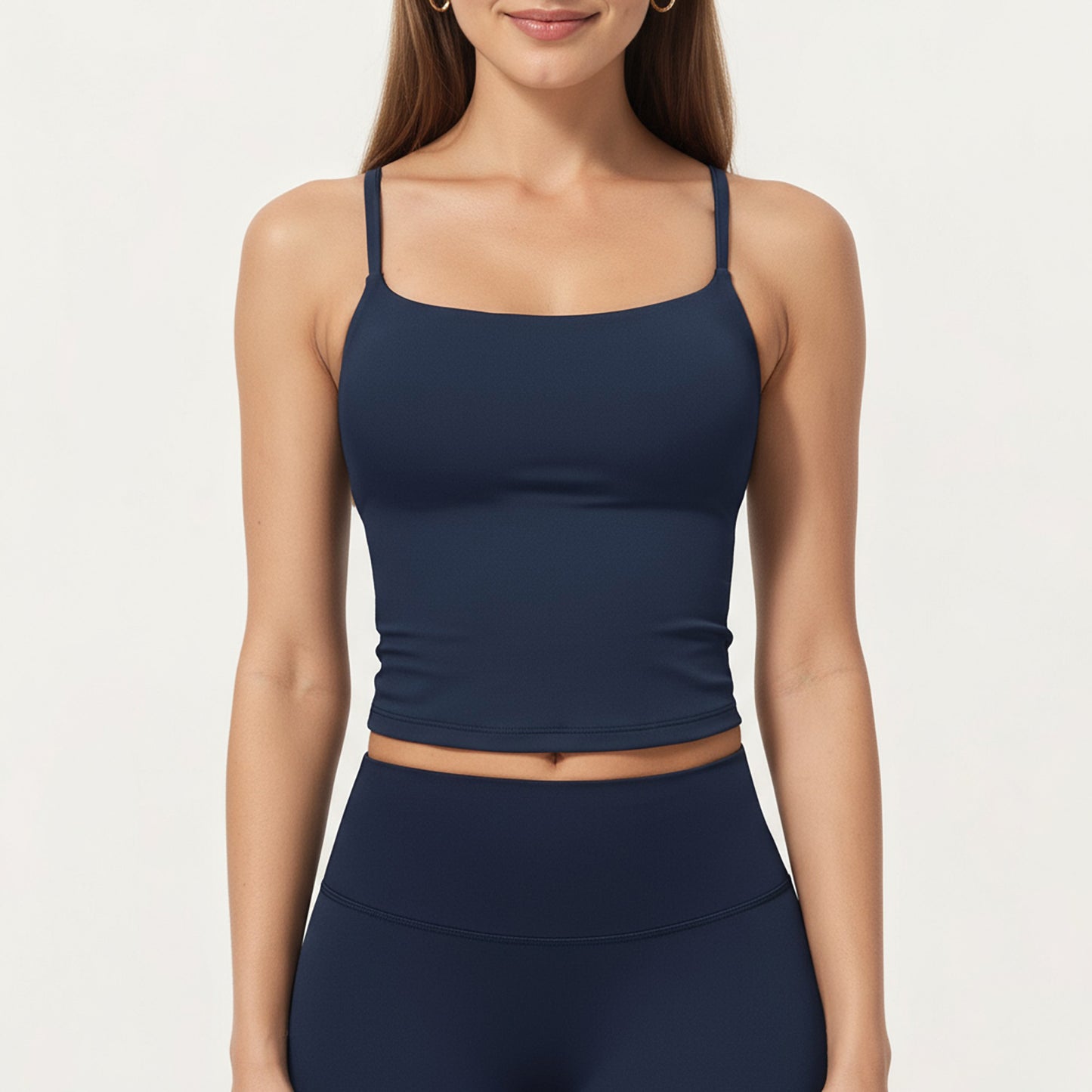 Fitted Spaghetti Strap Square Neck Stretch Camisole Top