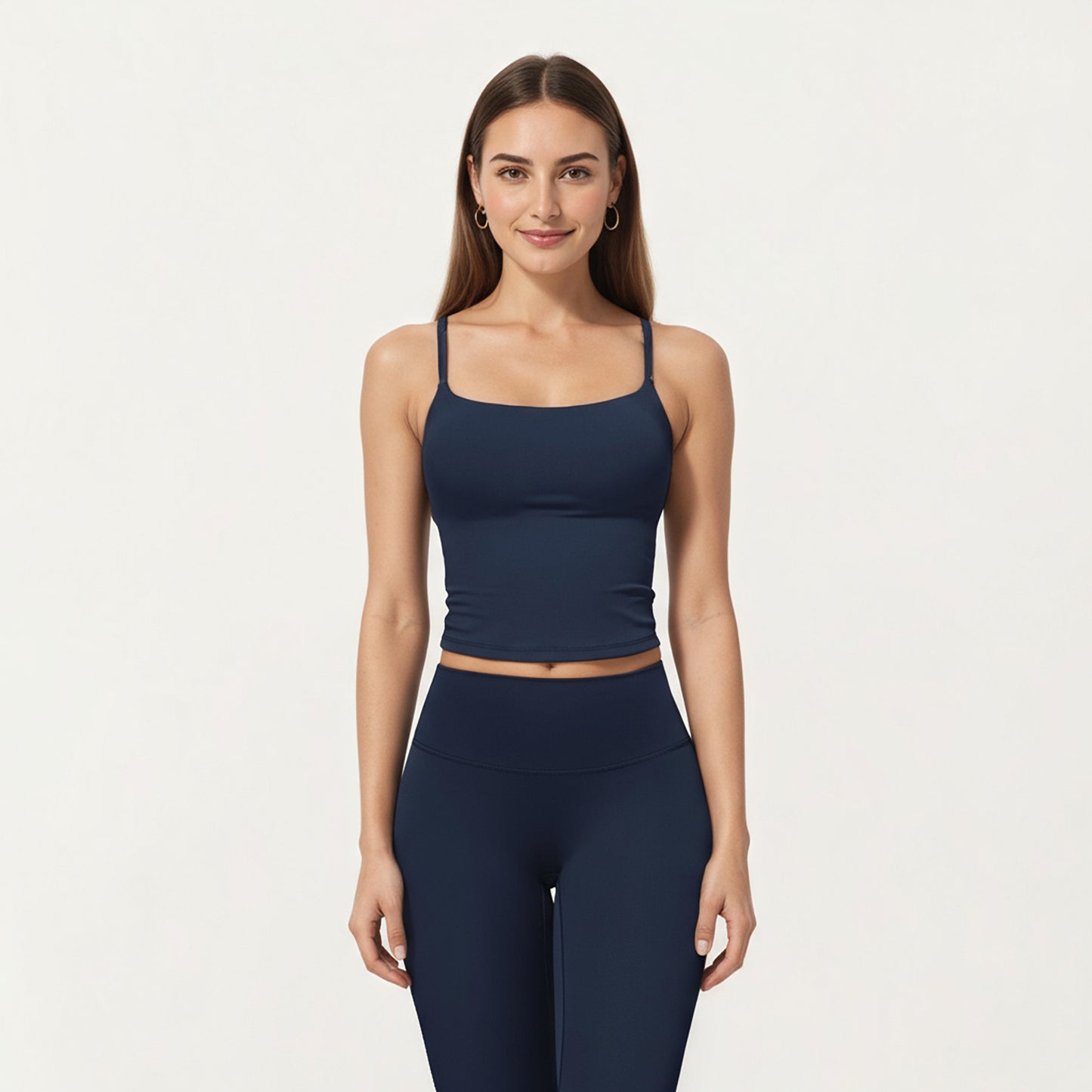 Fitted Spaghetti Strap Square Neck Stretch Camisole Top