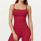 Fitted Spaghetti Strap Square Neck Stretch Camisole Top