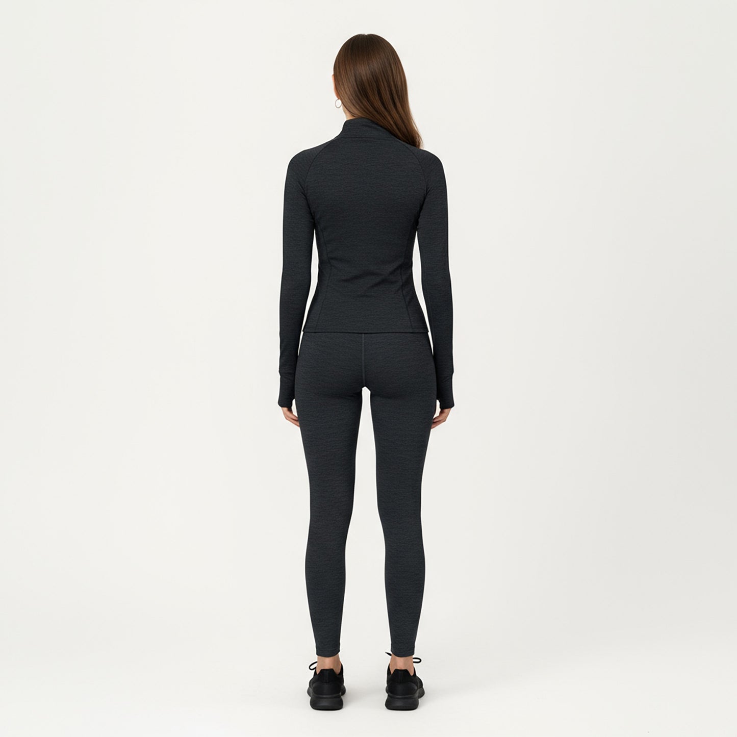 Long Sleeve Zip-Up Mock Neck Active Jacket with Thumbhole Cuffs