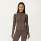 Long Sleeve Zip-Up Mock Neck Active Jacket with Thumbhole Cuffs