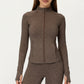 Long Sleeve Zip-Up Mock Neck Active Jacket with Thumbhole Cuffs