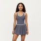 Pleated Tennis Dress with Contrast Trim and Built-In Shorts