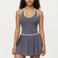 Pleated Tennis Dress with Contrast Trim and Built-In Shorts