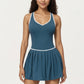 Pleated Tennis Dress with Contrast Trim and Built-In Shorts