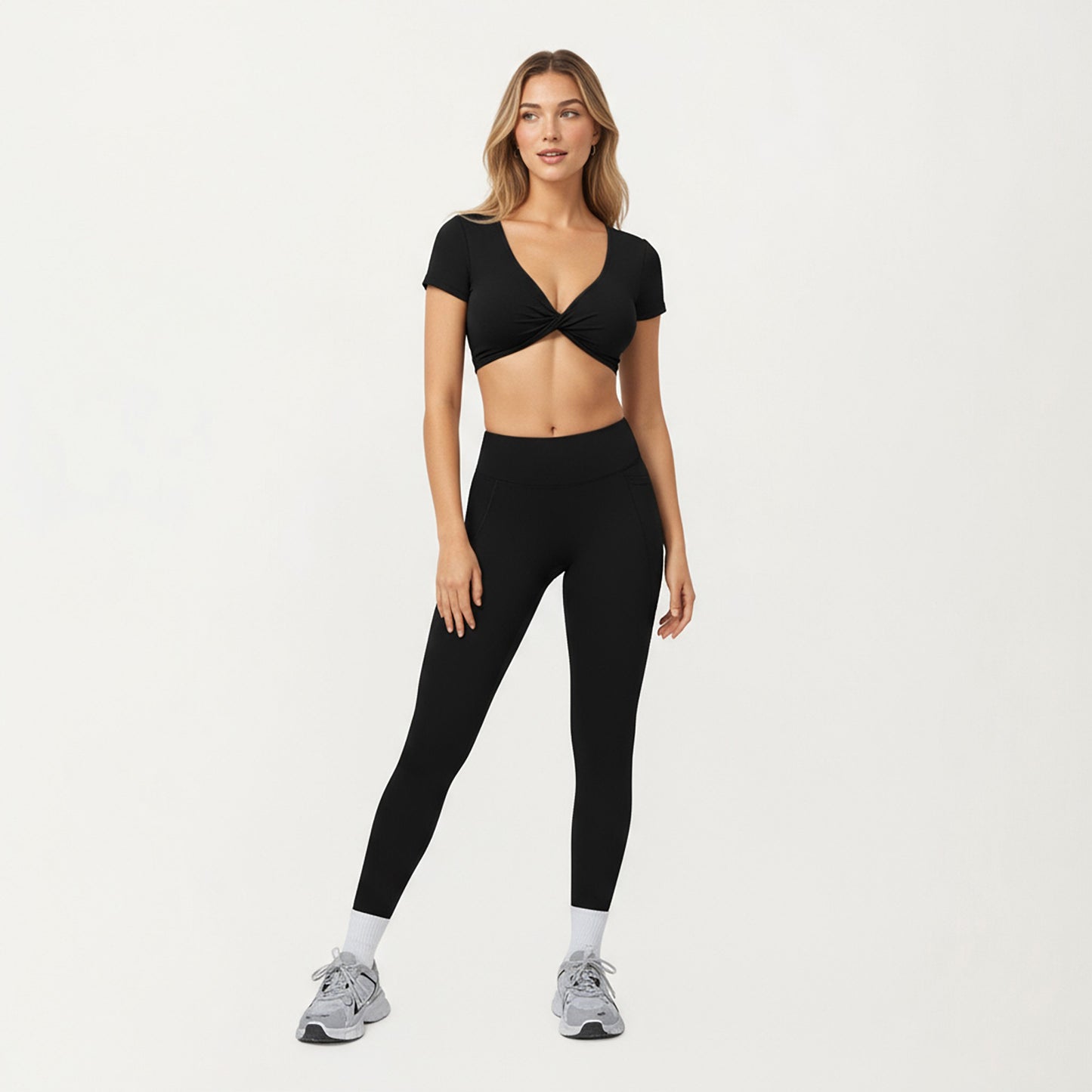High Waist Full Length Leggings with Side Pockets and Smooth Compression Fit